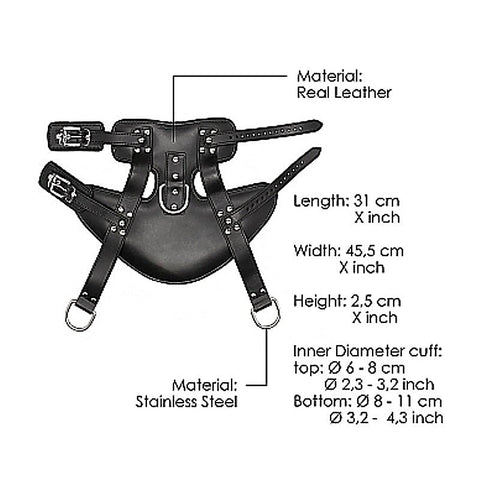 Pain Wrap-Around Leather Suspension Ankle Cuffs - Cuffs and Restraints