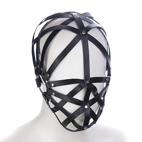Premium Cross Belt Half Face Hood by BDStyle - Bondage Hoods