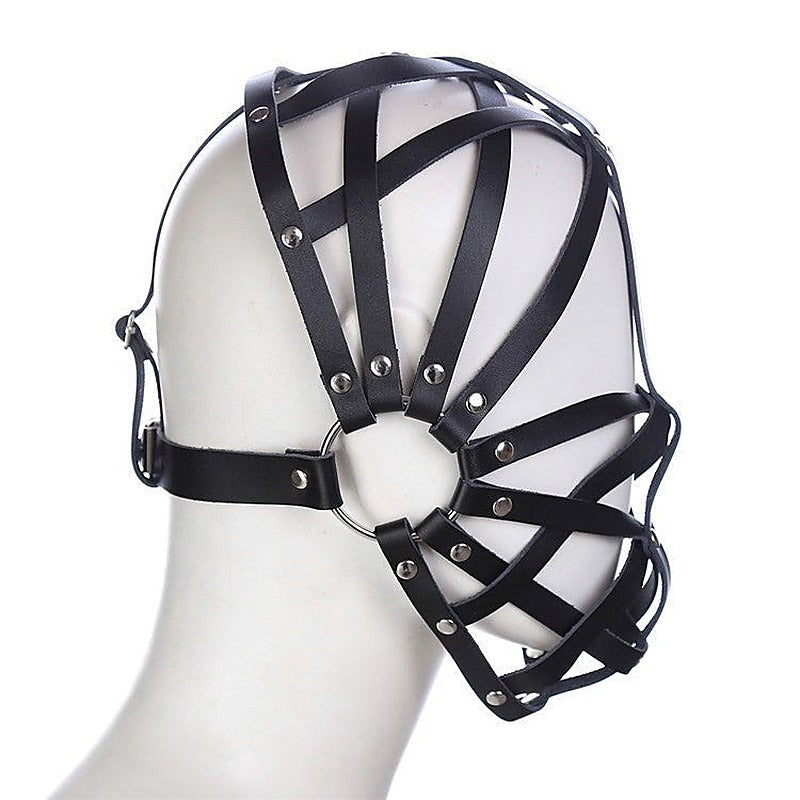 Premium Cross Belt Half Face Hood by BDStyle - Bondage Hoods