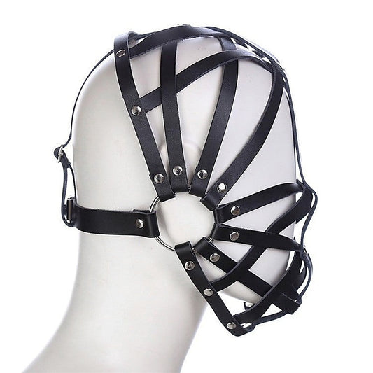 Cross Belt Half Face Hood - Bondage Hoods