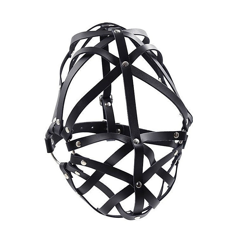 Premium Cross Belt Half Face Hood by BDStyle - Bondage Hoods