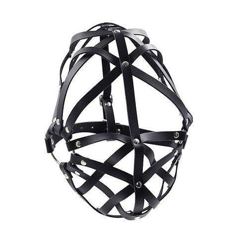 Premium Cross Belt Half Face Hood by BDStyle - Bondage Hoods