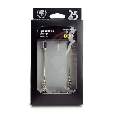 Adjustable Tweezer Clamps - Jewel Chain - Nipple and Clit Clamps