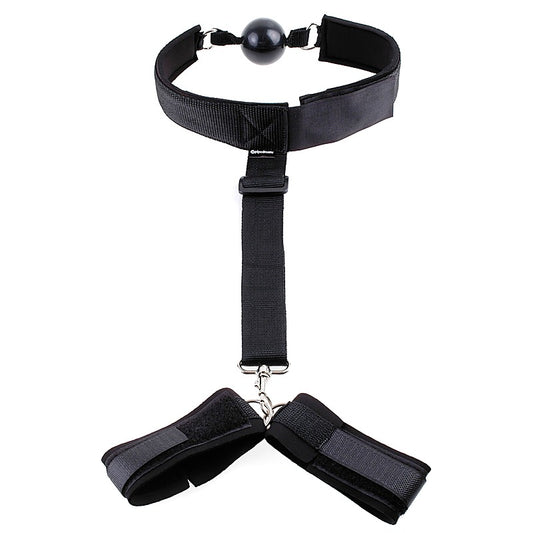 Pipedream Fetish Fantasy Bondage Gag and Wrist Restraint - Bondage Gags and Bits