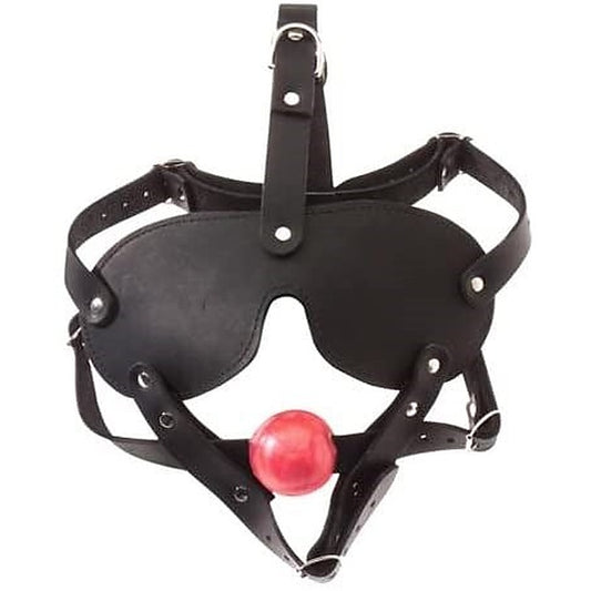 Spartacus Full Head Blindfold Harness with Ball Gag
