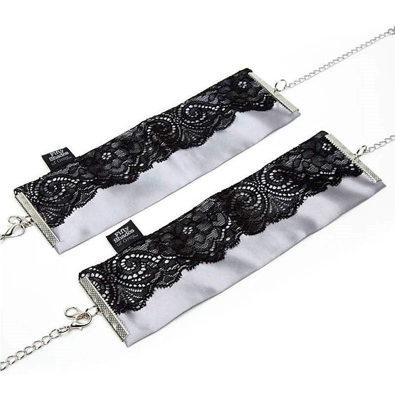 Fifty Shades of Grey Play Nice Satin and Lace Wrist Cuffs - Collars and Leads