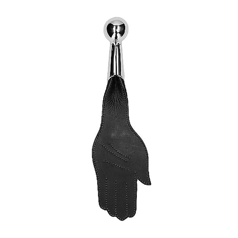 Saddle Leather Hand Paddle Metal Ball Handle by Shots Toys - Paddles And Slappers