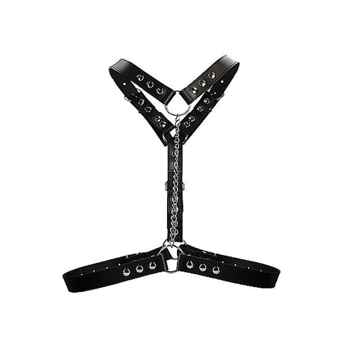 Twisted Bit Black Leather Harness by Shots Toys - Cuffs and Restraints