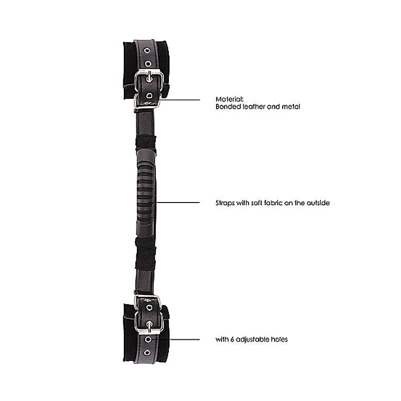 Ouch Black and White Bonded Leather Wrist Cuffs with Handle - Cuffs and Restraints