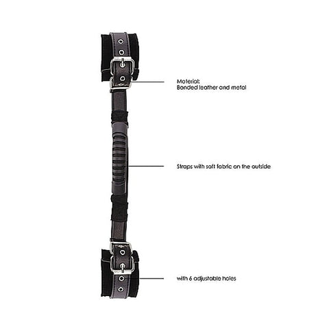 Ouch Black and White Bonded Leather Wrist Cuffs with Handle - Cuffs and Restraints