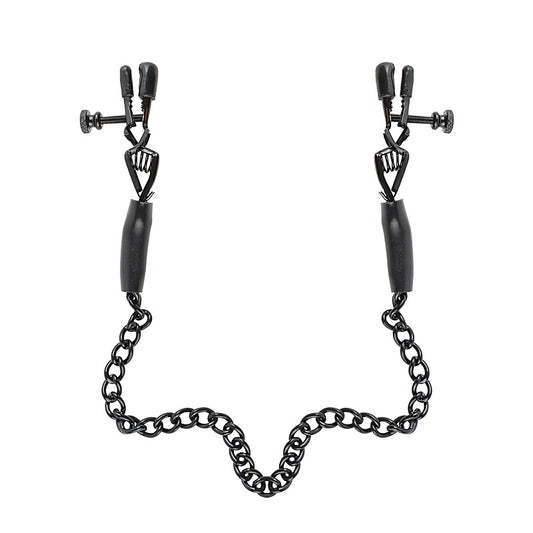 Fetish Fantasy Adjustable Nipple Chain Clamps Black - Nipple and Clit Clamps