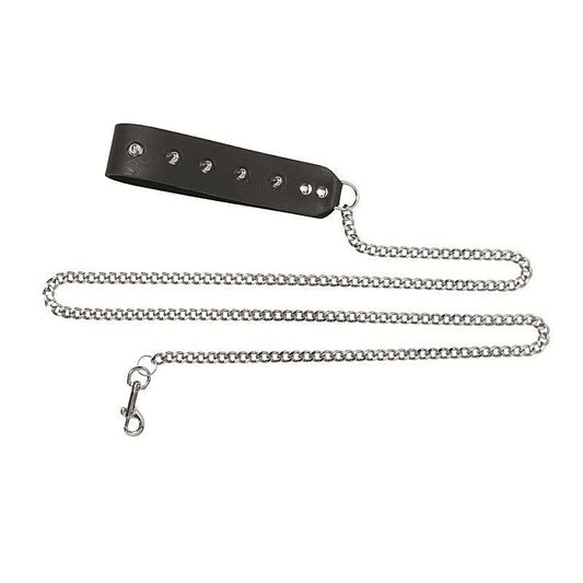 Chain Leash with Studded Handle - Collars and Leads