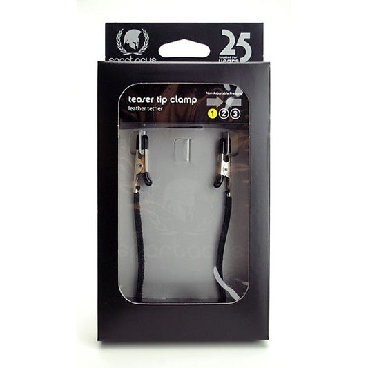 Blackline Endurance Teaser Clamps - Leather Tether - Nipple and Clit Clamps