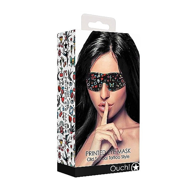 Premium Ouch Printed Eye Mask by Shots Toys - Masks And Blindfolds