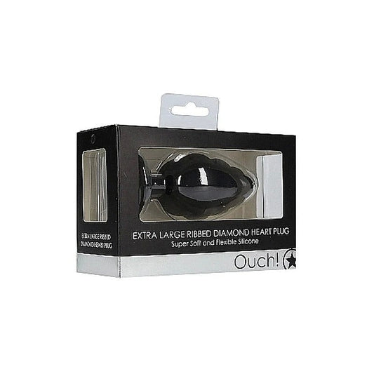 OUCH! XL Ribbed Diamond Heart Plug - Indulge in Luxury - Butt Plugs