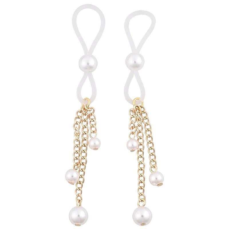 S&M Pearl Nipple Ties - Adjustable, Alluring, and Adored - Nipple and Clit Clamps