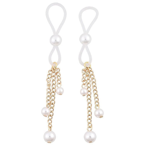 S&M Pearl Nipple Ties - Adjustable, Alluring, and Adored - Nipple and Clit Clamps