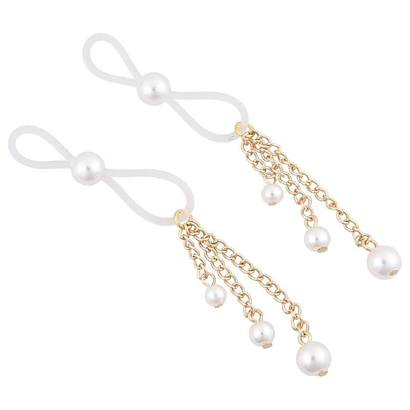 S&M Pearl Nipple Ties - Adjustable, Alluring, and Adored - Nipple and Clit Clamps