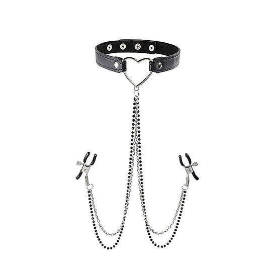Sensual Amor Collar and Nipple Clamp Set