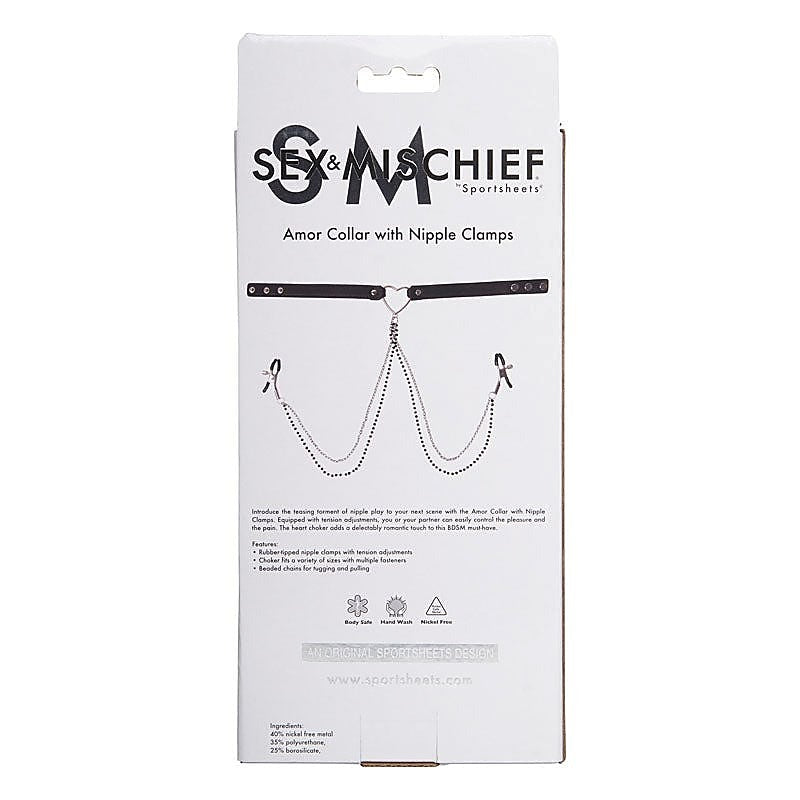 Amor Collar and Nipple Clamp Set by Sportsheets - Collars and Leads