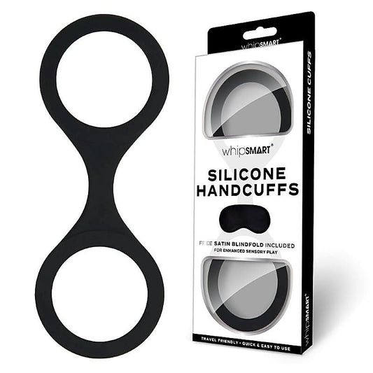Whisper of Ecstasy - WhipSmart Silicone Handcuffs with Satin Blindfold
