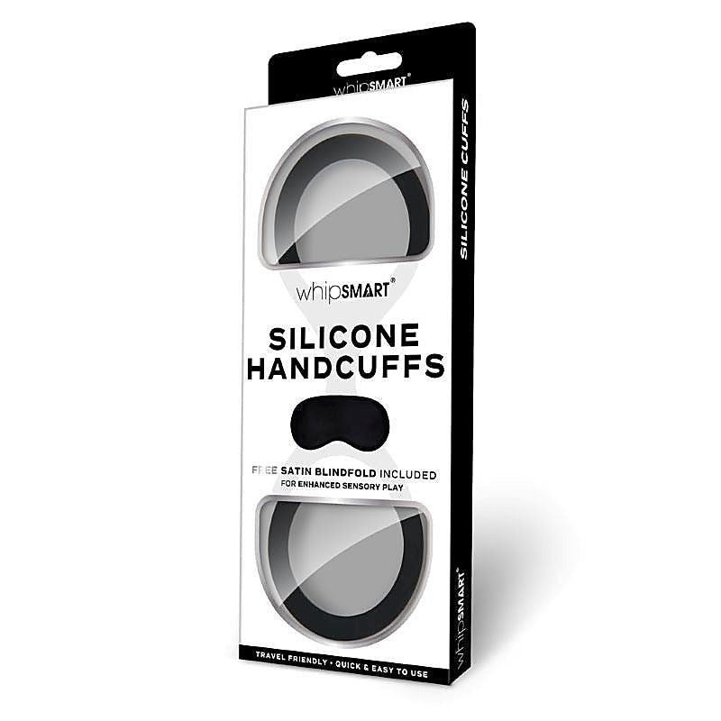 WhipSmart Silicone Handcuffs with Satin Blindfold - Cuffs and Restraints