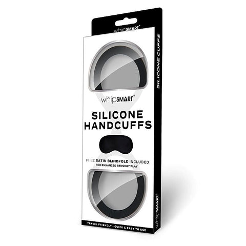 WhipSmart Silicone Handcuffs with Satin Blindfold - Cuffs and Restraints