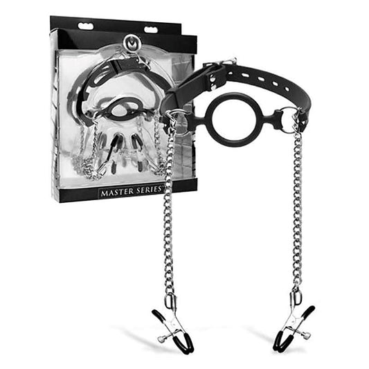Mutiny Silicone O-Ring Gag With Nipple Clamps
