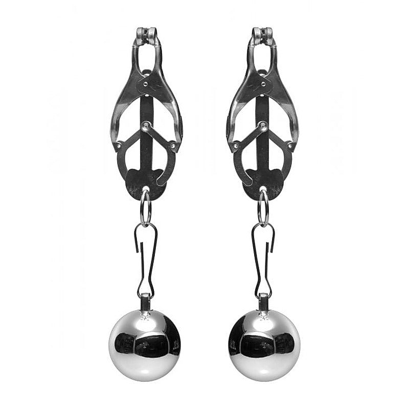 Deviant Monarch Weighted Nipple Clamps by XR Brands - Nipple and Clit Clamps