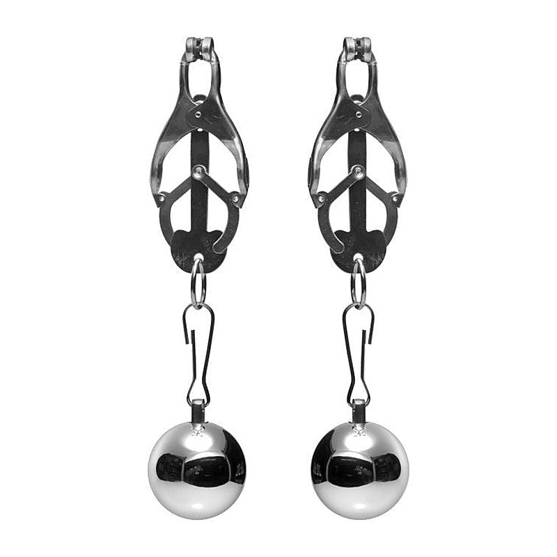 Deviant Monarch Weighted Nipple Clamps by XR Brands - Nipple and Clit Clamps