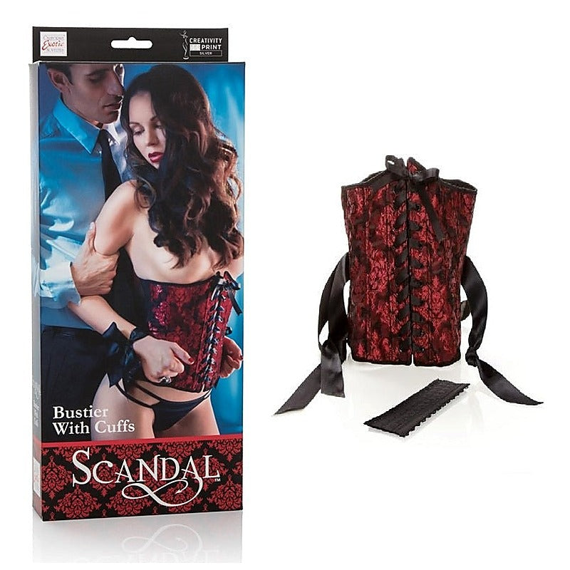 Scandal Bustier with Fetish Play Cuffs by California Exotics - Cuffs and Restraints