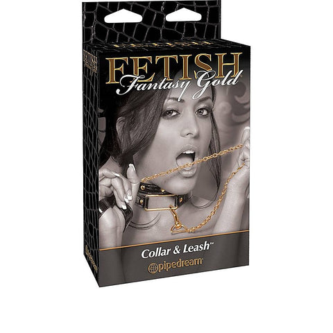 Fetish Fantasy Gold Bondage Collar and Leash Set - Collars and Leads