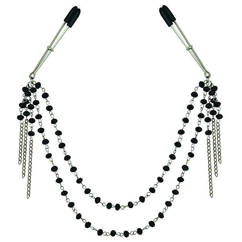 Sportsheets Midnight Black Jeweled Nipple Clips - Breast and Nipple Toys