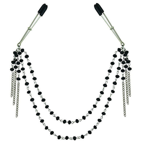 Sportsheets Midnight Black Jeweled Nipple Clips - Breast and Nipple Toys