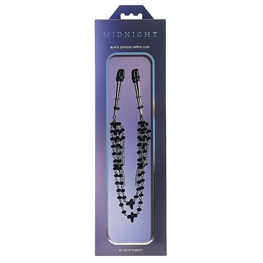 Sportsheets Midnight Black Jeweled Nipple Clips