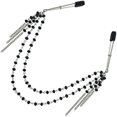 Sportsheets Midnight Black Jeweled Nipple Clips - Breast and Nipple Toys