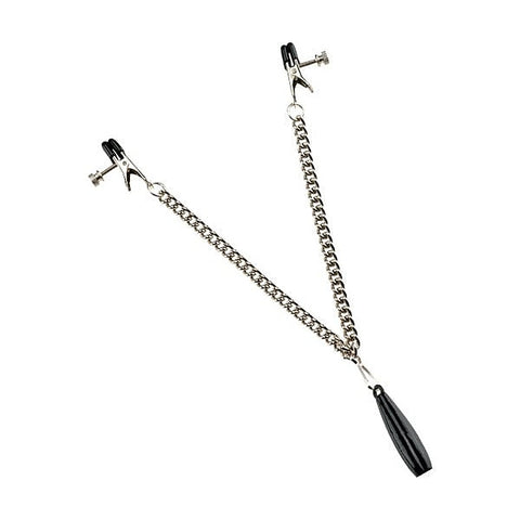 Weighted Adjustable Broad Tip Clamps with Link Chain - Breast and Nipple Toys