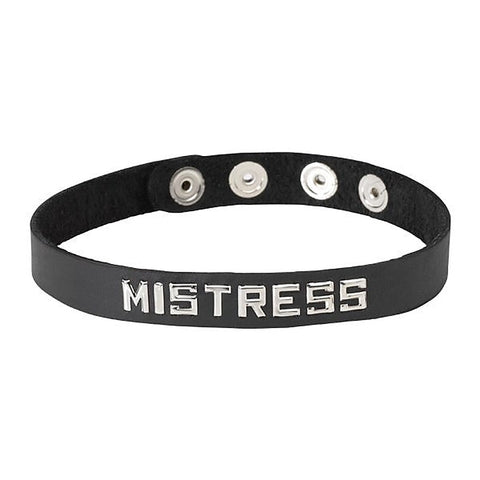 Mistress Adjustable Wordband Collar by Spartacus Enterprises - Fancy Dress Ups