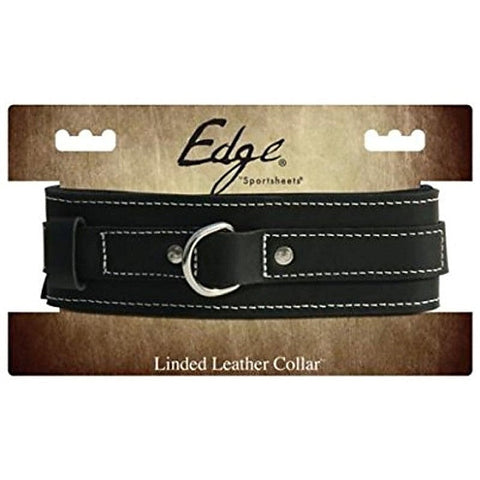 Edge Lined Leather BDSM Play Collar by Sportsheets - Collars and Leads