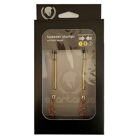 Spartacus Sensual Tweezer Clamps with Captivating Chain Tassel - Breast and Nipple Toys