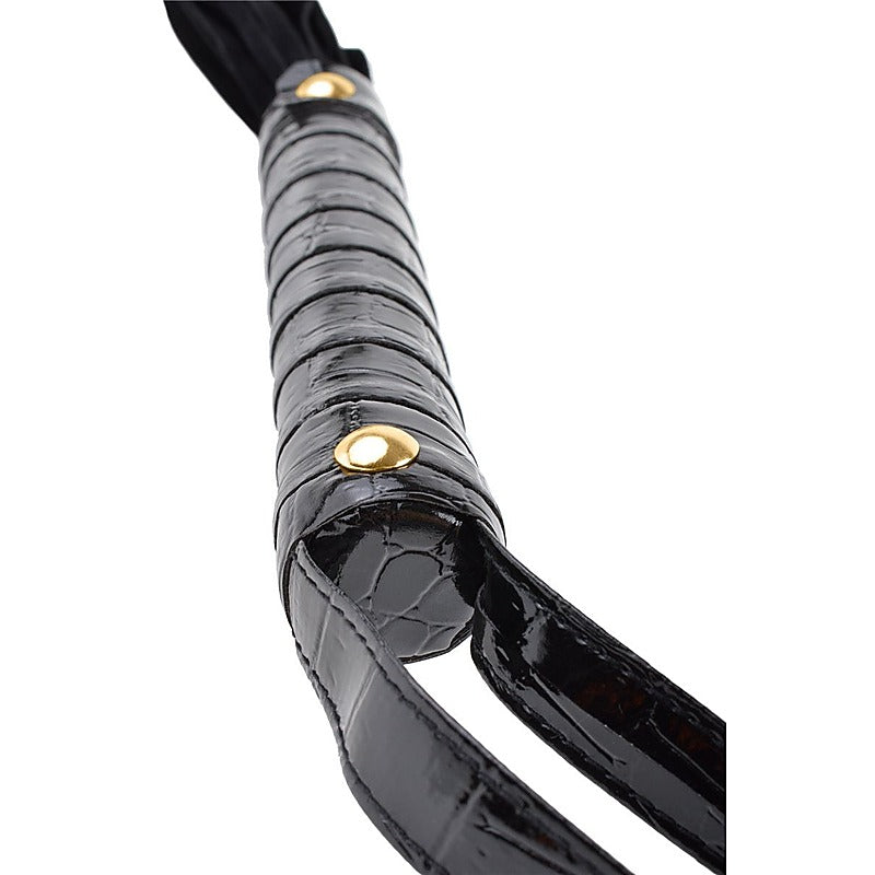 Fetish Fantasy Gold Cat O' Nine Black Leather Flogger - Whips And Crops