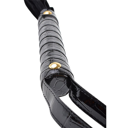 Fetish Fantasy Gold Cat O' Nine Black Leather Flogger - Whips And Crops