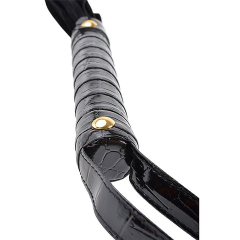 Fetish Fantasy Gold Cat O' Nine Black Leather Flogger - Whips And Crops
