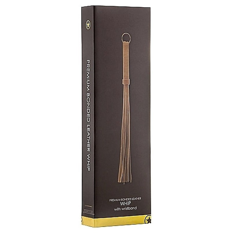 Premium Bonded Leather Whip Brown by Shots Toys - Whips And Crops