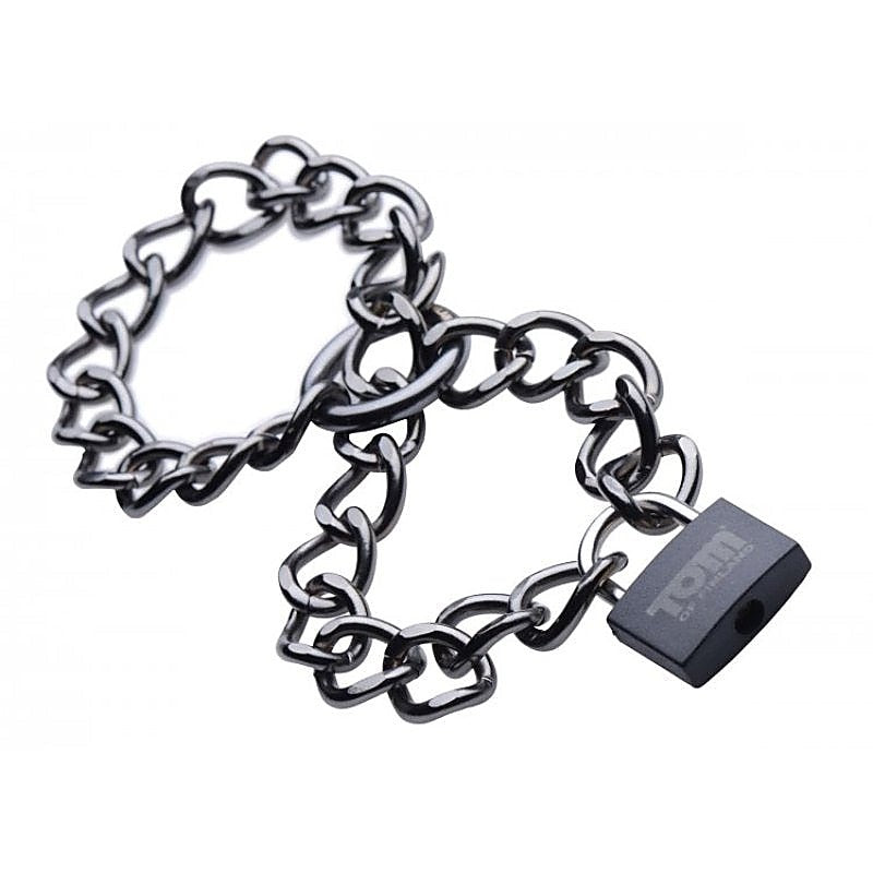 Tom of Finland Locking Chain Cuffs by XR Brands - Cuffs and Restraints