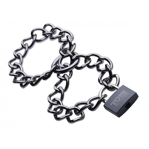Tom of Finland Locking Chain Cuffs by XR Brands - Cuffs and Restraints