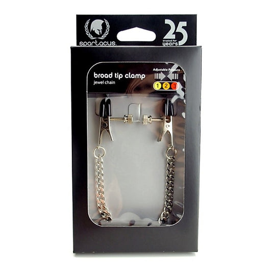 Spartacus Adjustable Broad Tip Nipple Clamps with Jewel Chain