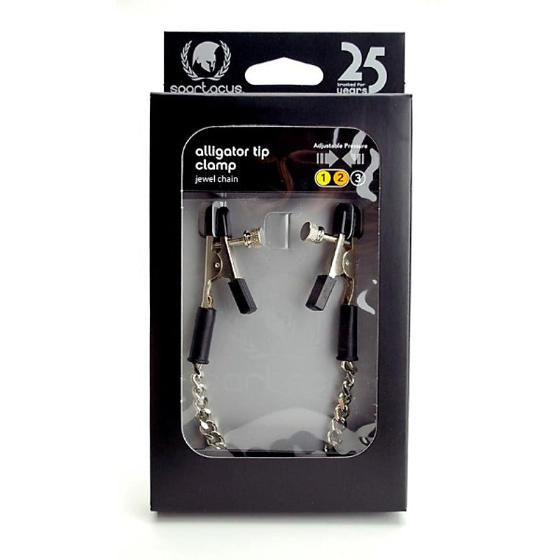 Spartacus Adjustable Alligator Clamps with Jewel Chain - Nipple and Clit Clamps