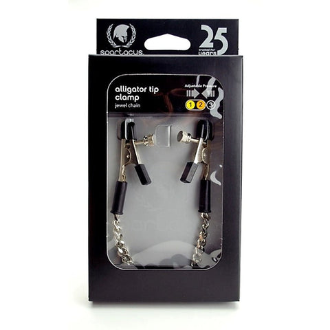 Spartacus Adjustable Alligator Clamps with Jewel Chain - Nipple and Clit Clamps