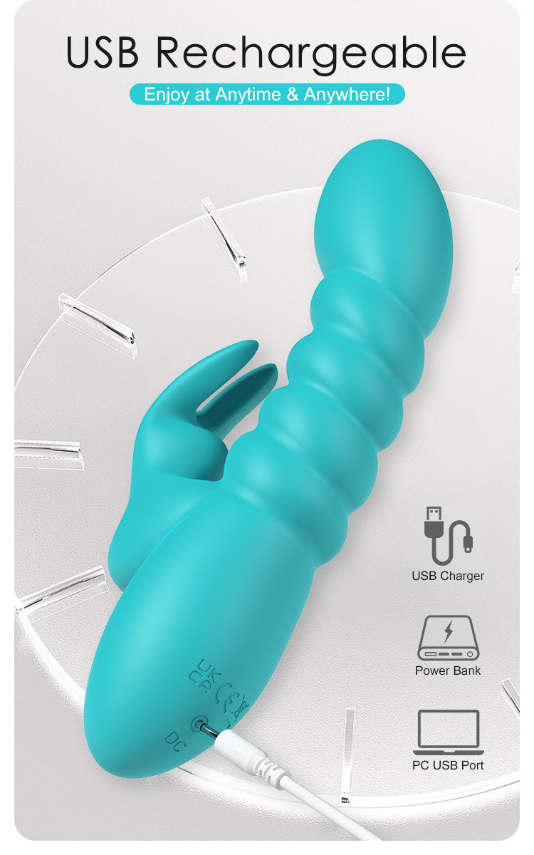 Party Up BRYNLYN USB Rechargeable Rabbit Vibrator Teal Rabbit Vibrators